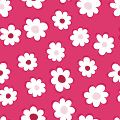 Seamless floral pattern based on traditional folk art ornaments. Colorful flowers on color background. Scandinavian style. Sweden nordic style. Vector illustration. Simple minimalistic pattern