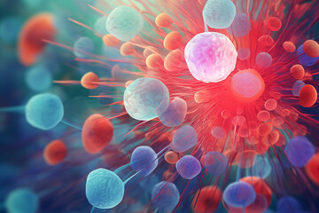3d rendered illustration of a bacteria red and white cells