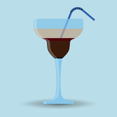 Cocktail on a blue background. Color. Drinks on the background. Vector 