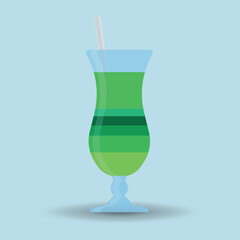 Cocktail on a blue background. Color. Drinks on the background. Vector 