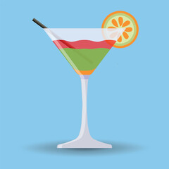 Cocktail on a blue background. Color. Drinks on the background. Vector 