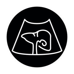 Ultrasound liver black line illustration