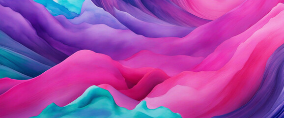 Purple pink blue green watercolor. Bright colorful background with space for design. Web banner. Wide. Panoramic. Website header. Purple teal abstract modern art. 
