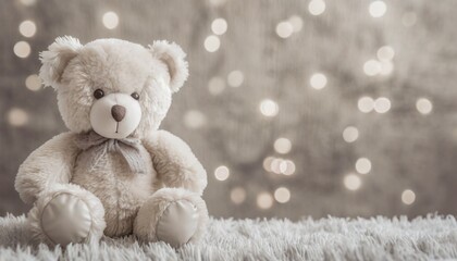 Fototapeta premium sfondo orizzontale orso di peluche bianco generato con ai