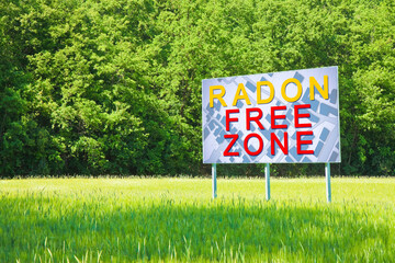 RADON GAS FREE ZONE: concept with a vacant land free from the natural and dangerous radioactive gas...