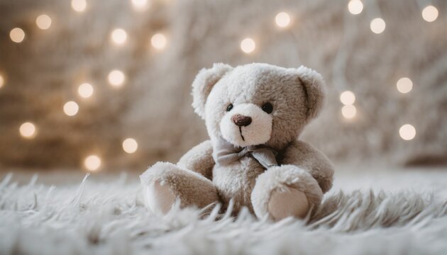 sfondo orizzontale orso di peluche bianco generato con ai