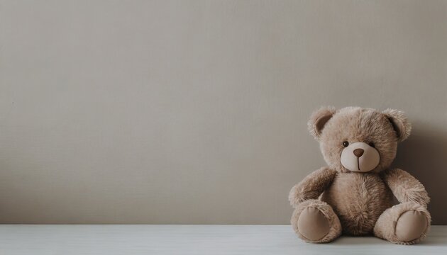 sfondo orizzontale orso di peluche minimal colori tenui generato con ai