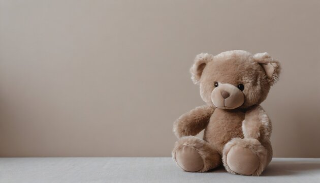sfondo orizzontale orso di peluche minimal colori tenui generato con ai
