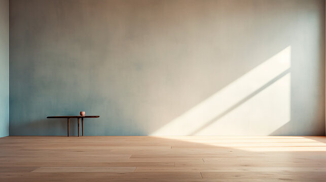 Elegante Sala de Estar - Habitaci&oacute;n Vac&iacute;a azul con Luz Natural C&aacute;lida