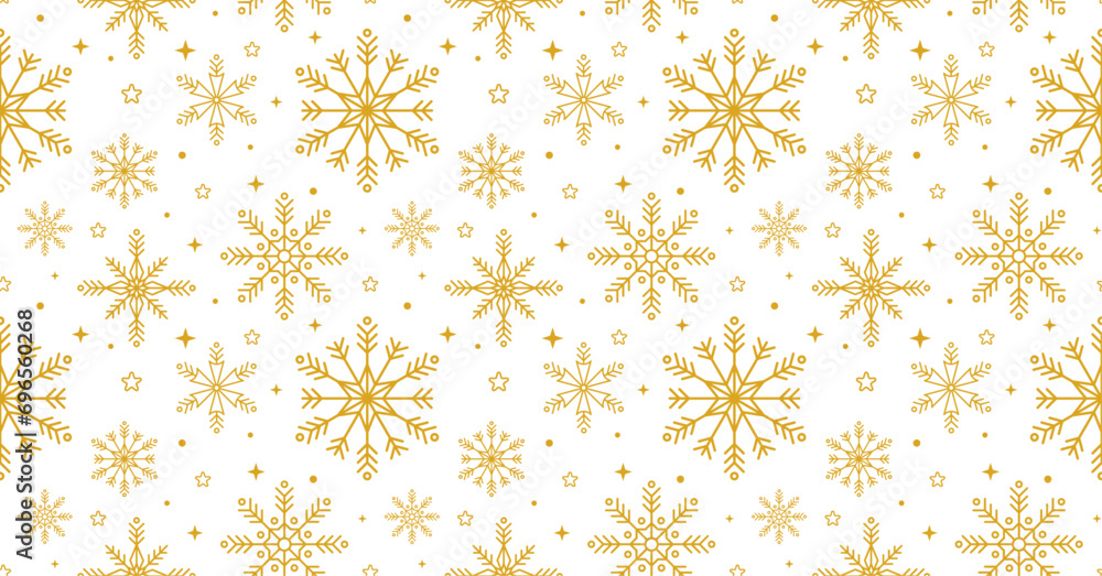 Aufkleber glitzy new year vector background seamless pattern with golden snowflakes and stars isolated on tran