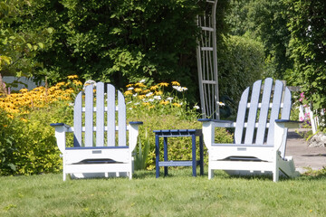 two chairs in a garden
