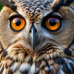 An owl, a close-up of a bird
