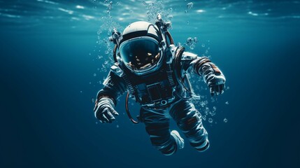 Astronaut on isolated blue background