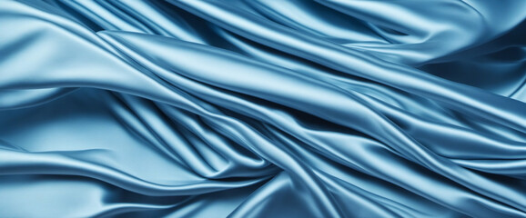 Elegant Blue Silk Satin Fabric Background for Design with Copy Space