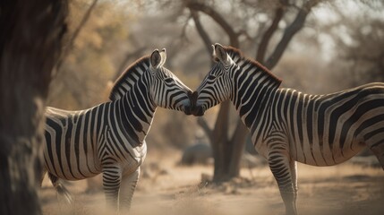 Fototapeta na wymiar Wild Treks: Zebras Roaming Free
