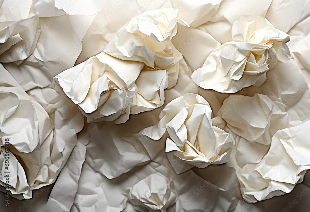 Poster plain crinkled and wrinkled white paper texture for background use