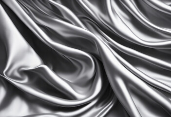 Fototapeta premium Elegant Black Silk Satin Drapery on White Background