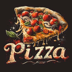 Pizza poster vintage illustration 