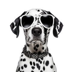 Dalmatian Dog Puppy Art in Sunglasses Creatively Capturing Its Playful and Unique Spots.. Isolated on a Transparent Background. Cutout PNG.