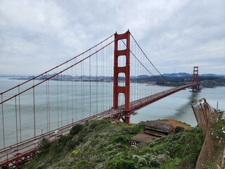 Golden Gate Bridge Battery Spencer Water Cloud Sky Plant