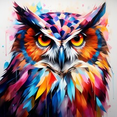 owl bright abstract illustration in Street Art style created with generative AI software