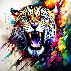 tiger  bright abstract illustration in Street Art style created with generative AI software