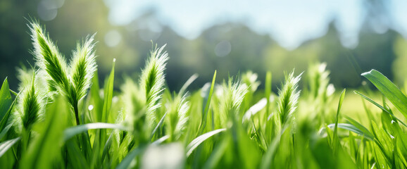 Vibrant grassy field backdrop