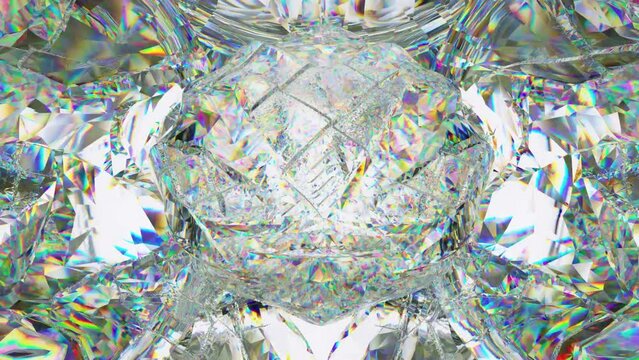 kaleidoscope abstraction rotating sparkling shiny glass texture seamless loop. 3d render, 3d animation