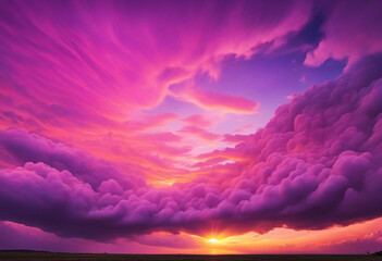 Vibrant Sunset Sky with Purple, Pink, and Orange Hues. Ideal for Design Projects.