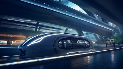Fototapeta premium futuristic train in a futuristic city