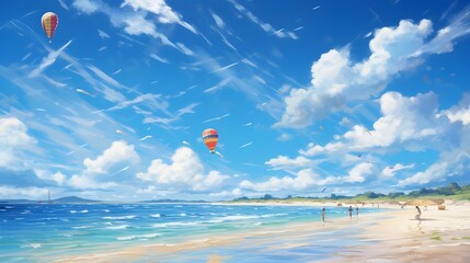 Flying a kite on the beach
