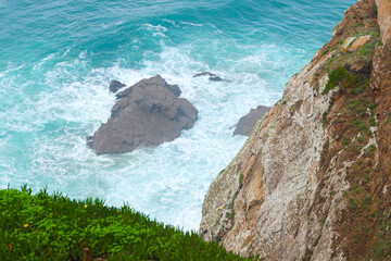 Landscape of Cabo da Roca in Portugal. Cape Roca is the westernmost point of mainland Portugal and...