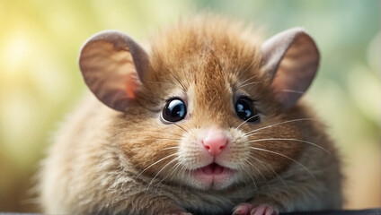 Cute funny fluffy mouse close up