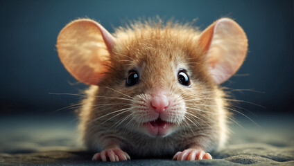 Cute funny fluffy mouse close up adorable