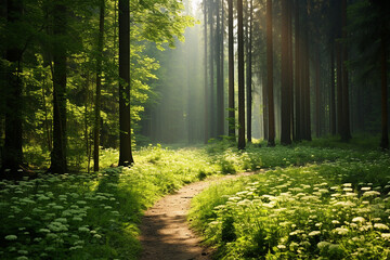 Obraz premium World nature, Forest world day, Earth day concept with forest treee nature and flower