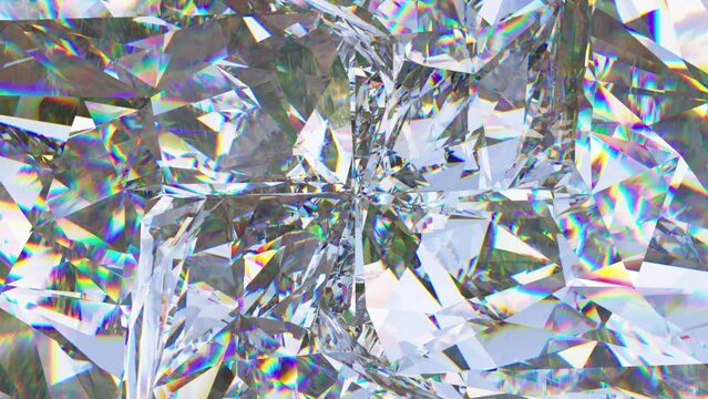 kaleidoscope abstraction rotating sparkling shiny glass texture seamless loop. 3d render, 3d animation