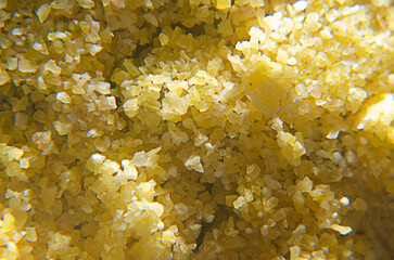 texture of rice or crystals in yellow macro forming homogeneous background