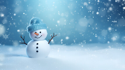Fototapeta premium snowman during christmas background