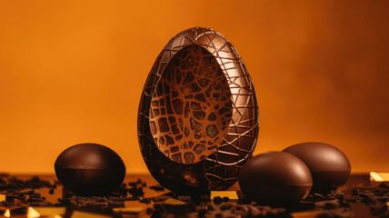 chocolate easter eggs on a yellow background