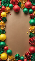 Fototapeta na wymiar Festive Kwanzaa backdrop with handmade paper ornaments