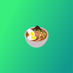 Japanese food soup, noodles, ramen, seaweed, caviar. Vector illustration, roll icon 