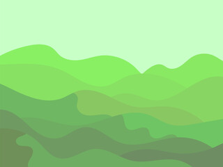 Natura wave landscape in a minimalistic style. Plains and mountains. Boho decor for prints, posters and interior design. Mid Century modern decor. Vector illustration