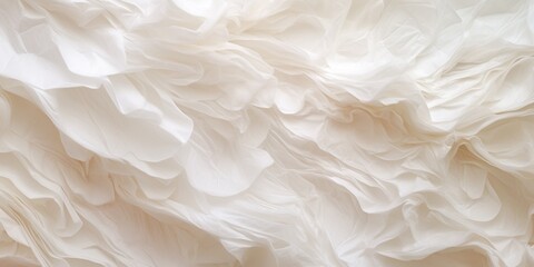 Beige white tissue paper texture backgrounds, folded soft crumbled paper texture background. - obrazy, fototapety, plakaty