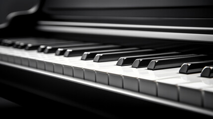 piano keys, high contrast, black and white, minimalistic, studio lights set for chiaroscuro effect