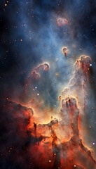 carina nebula in galaxy colorful clouds space background, made with Generative AI