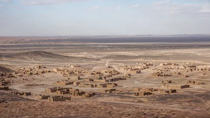 Zelfklevend Fotobehang Panorama of a French mining village in the Sahara desert, Morocco. © Rosen