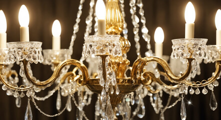 An exquisite photo showcasing a vintage crystal chandelier against a white background.