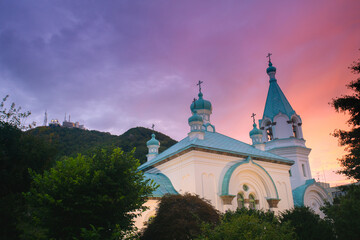 Hakodate Orthodox Church, the Japan's oldest Greek Orthodox church designed in the Russian Byzantine style, founded in 1858 by the Russian Consulate