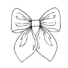 Sketch, doodles of a festive bow. Vector graphics.
