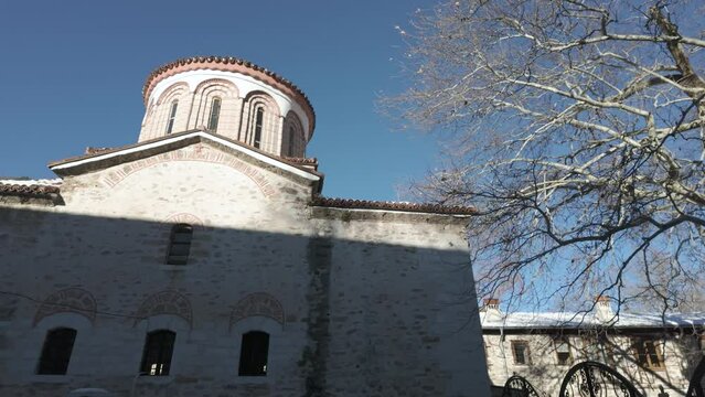 Winter view of Medieval Bachkovo Monastery Dormition of the Mother of God, Bulgaria
